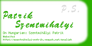patrik szentmihalyi business card